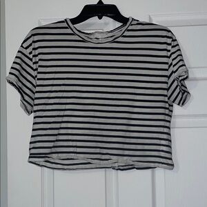 rag & bone Black and White Striped Crop Top